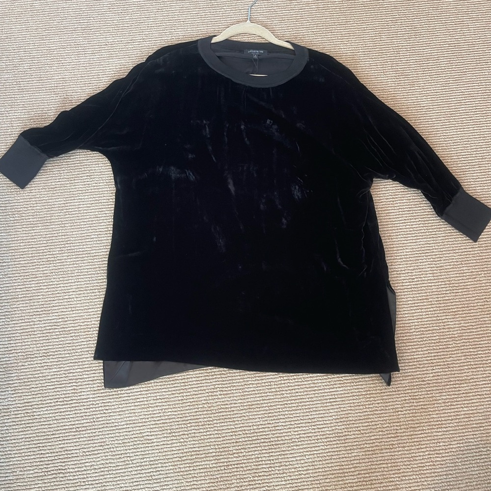 Lafayette 148 New York Black Velvet Long Sleeve Tee